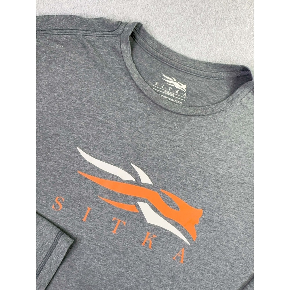 Sitka Icon Gear Logo Long Sleeve Crewneck T-Shirt Men's‎ Size XL Grey Logo Hunt